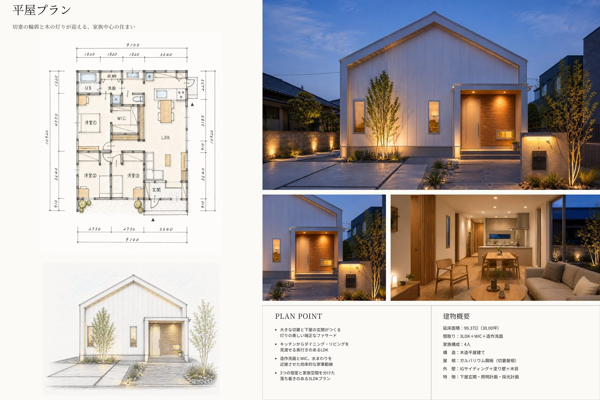 GABLE 平面プラン ── いちばん手が届く平屋の間取り