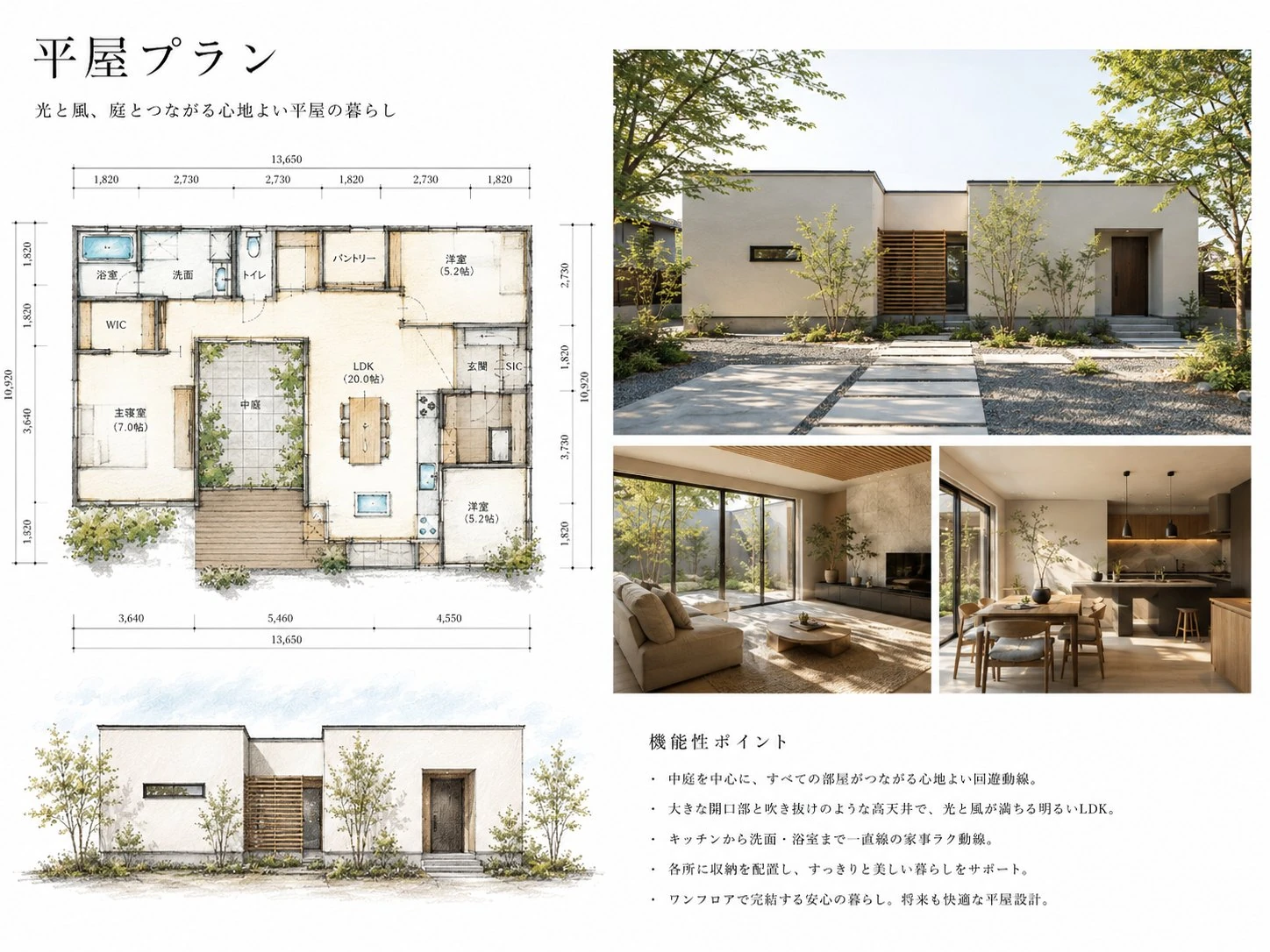 LOFT 平面プラン ── 上にも広がる平屋の間取り